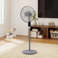 HOMCOM 16Ventilateur sur pied oscillant avec télécommande, gris
