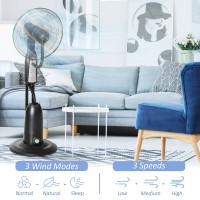 HOMCOM 18" Staande ventilator met watervernevelaar, bevochtigende vernevelingsventilator, staande ventilator met 3 snelheden, 2.