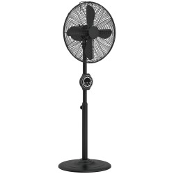 HOMCOM 41 cm Metal Pedestal Fan med Oscillating, Justerbar Højde Sort