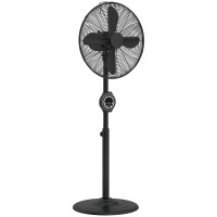HOMCOM 41 cm Metall-Standventilator mit Oszillation, verstellbarer Höhe, Schwarz