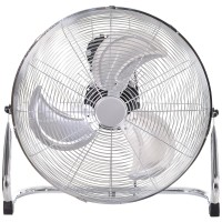 HOMCOM 18" Ventilateur de sol en métal chromé avec inclinaison, haute vélocité, 3 Vitesse, ventilateur de gymnase portable pour 
