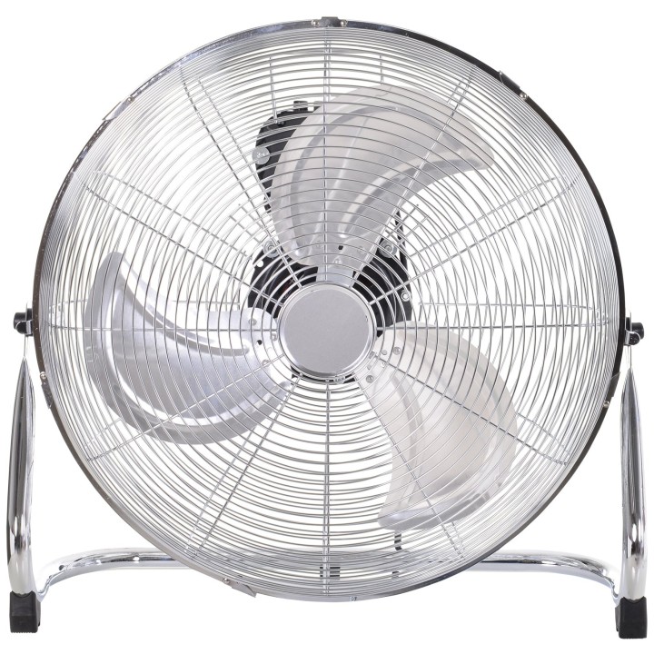 HOMCOM 18" Chrome Metal Floor Fan with Tilting, High Velocity, 3 Speed, Portable Gym Fan for Home Office, Silver