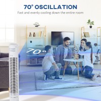 HOMCOM 30'' Ventilateur tour autoportant, 3 Vitesse 3 Mode, 10h Minuterie, 70 Oscillation à degrés, Voyant LED, 5M Télécommande,