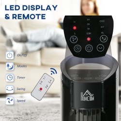 HOMCOM 31" Freestanding Tower Fan, 3 Speed 3 Mode, 7.5H Timer, Oscillating, LED Panel, Remote Control, 31 Inch Standing Fan, Bla