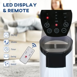 HOMCOM 31" Freestanding Tower Fan, 3 Speed 3 Mode, 7.5H Timer, Oscillating, LED Panel, Remote Control, 31 Inch Standing Fan, Whi