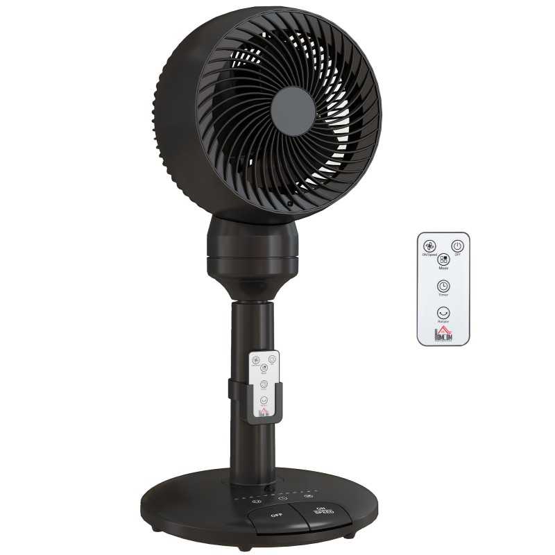 HOMCOM Luftzirkulator-Ventilator Standventilator mit 3 Geschwindigkeit 3 Modus und Fernbedienung, 9 Zoll, Schwarz