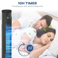 HOMCOM 30'' Frittstående tårnvifte, 3 Hastighet 3 Modus, 10t tidtaker, 70 graders oscillasjon, LED-lys, 5M Fjernkontroll, mørk g
