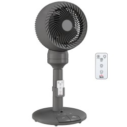HOMCOM Luftzirkulationsventilator Standventilator mit 3 Geschwindigkeit 3 Modus und Fernbedienung, 9 Zoll, Grau