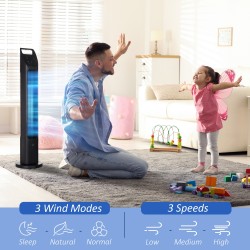 HOMCOM 31 Ventilatore a torre oscillante da pollici con telecomando, 4H Timer, 3 Velocità 3 Modalità, ventilatore da pavimento e