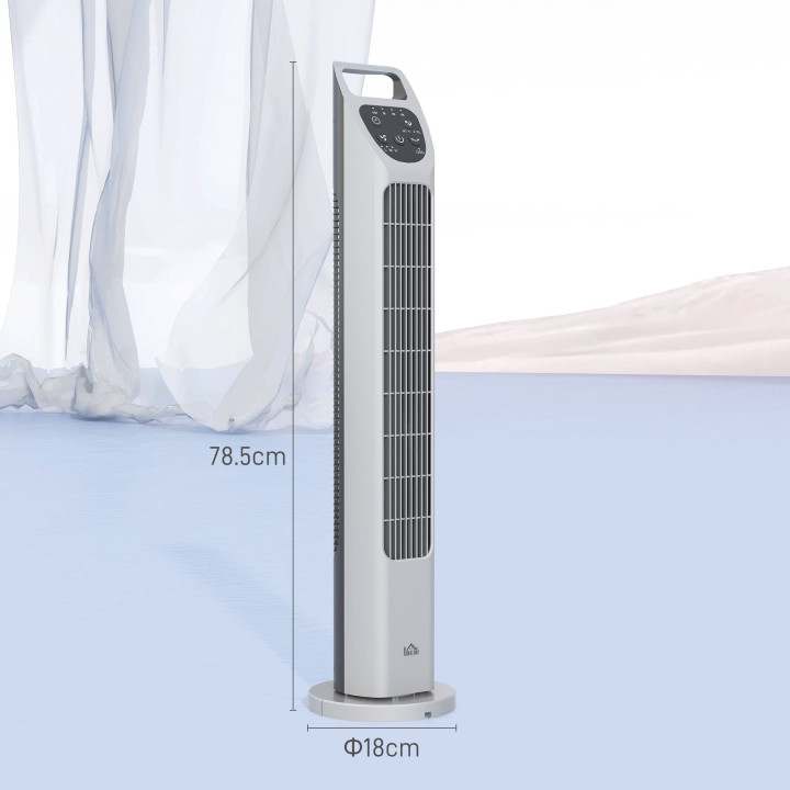HOMCOM 31 inch Oscillating Tower Fan with Remote Control, 4H Timer, 3 Speed 3 Modes, Quiet Electric Floor Standing Fan for Home 