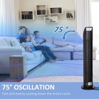 HOMCOM 31 inch Oscillating Tower Fan with Remote Control, 4H Timer, 3 Speed 3 Modes, Quiet Electric Floor Standing Fan for Home 