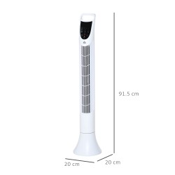 HOMCOM 36" Frittstående tårnvifte, gulvvifte med 3 Hastighet 3 Modus, 7.5t Timer, 70 Graders oscillasjon, LCD-panel, 5M Fjernkon