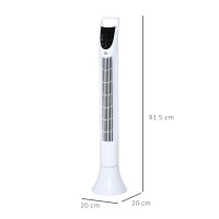 HOMCOM 36" Fritstående tårnventilator, Pedestalventilator med 3 Hastighed 3 Tilstand, 7.5h timer, 70 Graders oscillation, LCD-pa