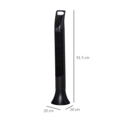 HOMCOM 36'' Vapaasti seisova tornituuletin, 3 Nopeus 3 Tila, 7.5h Ajastin, 70 Asteen heilunta, LED-paneeli, 5M Kauko-ohjain, mus