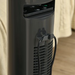 HOMCOM 30'' Frittstående tårnvifte, 3 Hastighet 3 Modus, 10t tidtaker, 70 graders oscillasjon, LED-lys, 5M Fjernkontroll, mørk g