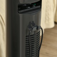 HOMCOM 30'' Frittstående tårnvifte, 3 Hastighet 3 Modus, 10t tidtaker, 70 graders oscillasjon, LED-lys, 5M Fjernkontroll, mørk g