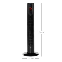 HOMCOM 38'' Ventilador de torre independiente, 3 Velocidad 3 Modo, 12h Temporizador, 70 Oscilación de grados, panel LED, 5M Cont