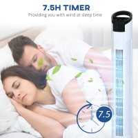 HOMCOM 31" Freestanding Tower Fan, 3 Speed 3 Mode, 7.5H Timer, Oscillating, LED Panel, Remote Control, 31 Inch Standing Fan, Whi