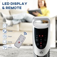 HOMCOM 36'' Frittstående tårnvifte, 3 Hastighet 3 Modus, 7.5t timer, 70 graders oscillasjon, LED-panel, 5M Fjernkontroll, sølv