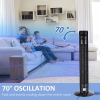 HOMCOM 38'' Freistehender Turmventilator, 3 Geschwindigkeit 3 Modus, 12h Timer, 70 Grad Oszillation, LED-Panel, 5M Fernbedienung