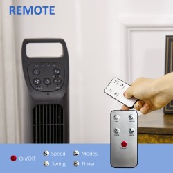 HOMCOM 31 Ventilatore a torre oscillante da pollici con telecomando, 4H Timer, 3 Velocità 3 Modalità, ventilatore da pavimento e