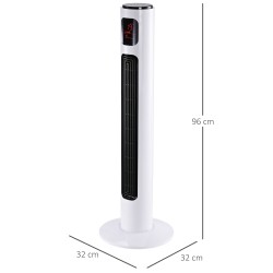 HOMCOM 38'' Ventilateur colonne autoportant, 3 Vitesse 3 Mode, 12h Minuteur, 70 Oscillation à degrés, panneau LED, 5M Télécomman