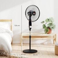 HOMCOM 40 cm Ventilateur sur pied debout, ventilateur de refroidissement oscillant avec télécommande, noir