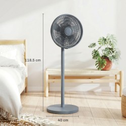 HOMCOM 40 cm Standventilator, Kühlender Bodenventilator mit 80° Oszillation, verstellbarer Neigung und Höhe, 4 Geschwindigkeit, 