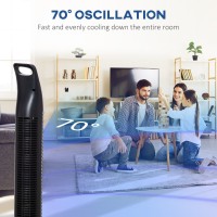 HOMCOM 36'' Frittstående tårnvifte, 3 Hastighet 3 Modus, 7.5t timer, 70 graders oscillasjon, LED-panel, 5M Fjernkontroll, svart