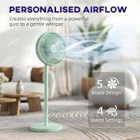 HOMCOM 40 Ventilatore a pavimento da cm, ventilatore a pavimento raffrescante con 80° oscillazione, inclinazione e altezza regol