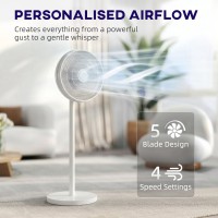 HOMCOM 40 cm Staande Ventilator, Koelende Vloerventilator met 80° Oscillatie, Verstelbare Kanteling en Hoogte, 4 Snelheid, Afsta