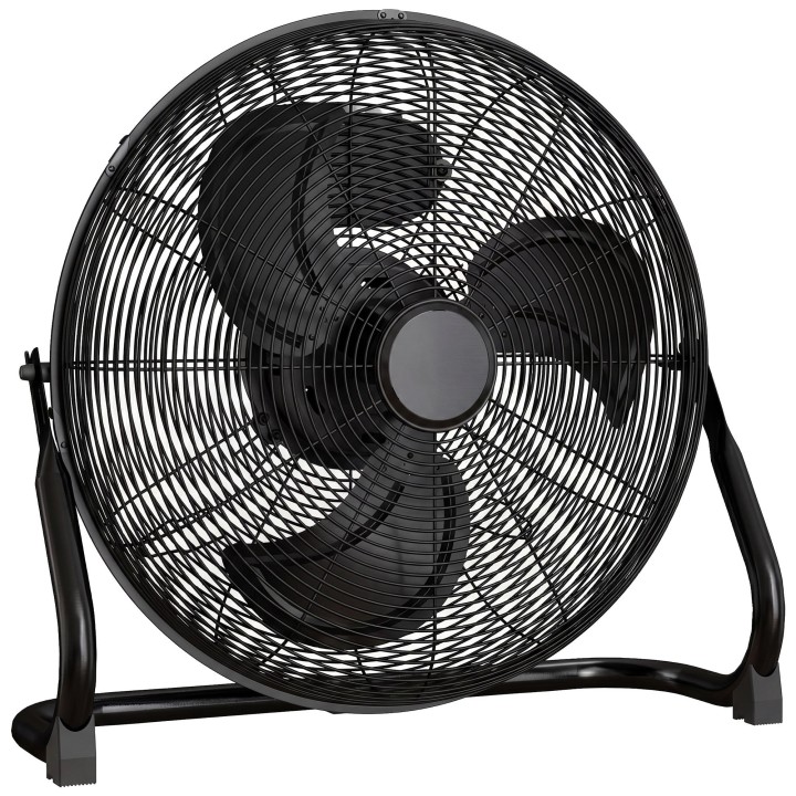 HOMCOM Metal Floor Fan with Tilting, High Velocity, 3 Speed, Portable Gym Fan for Home Office, Black