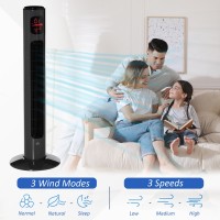 HOMCOM 38'' Vapaasti seisova tornituuletin, 3 Nopeus 3 Tila, 12h ajastin, 70 Asteen värähtely, LED-paneeli, 5M Kaukosäädin, tumm