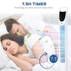 HOMCOM 36" Freistehender Turmventilator, Standventilator mit 3 Geschwindigkeit 3 Modus, 7.5h Timer, 70 Grad Oszillation, LCD-Pan