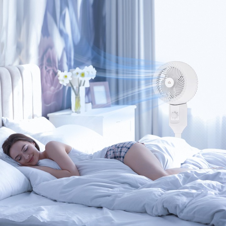 HOMCOM 32" Pedestal Fan, 70° Oscillating 90° Vertical Tilt Air Circulator with 3 Speeds, Standing Fan for Home Office, Bedroom, 