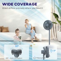 HOMCOM 40 cm Standing Fan, Cooling Floor Fan with 80° Oscillating, Adjustable Tilt and Height, 4 Speed, Remote Control, Grey