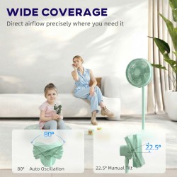 HOMCOM 40 cm Staande Ventilator, Koelende Vloerventilator met 80° Oscillatie, Verstelbare Kanteling en Hoogte, 4 Snelheid, Afsta