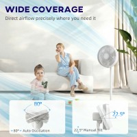 HOMCOM 40 cm Standing Fan, Cooling Floor Fan with 80° Oscillating, Adjustable Tilt and Height, 4 Speed, Remote Control, White
