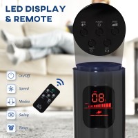 HOMCOM 38'' Vapaasti seisova tornituuletin, 3 Nopeus 3 Tila, 12h ajastin, 70 Asteen värähtely, LED-paneeli, 5M Kaukosäädin, tumm
