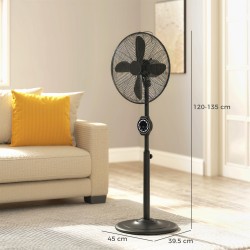 HOMCOM 41 cm Ventilatore a Pedestallo in Metallo con Oscillazione, Altezza Regolabile Nero