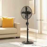 HOMCOM 41 cm Metall Golvfläkt med Oscillering, Justerbar Höjd Svart