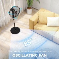HOMCOM 40 Ventilador de pie de pedestal de cm, ventilador de enfriamiento oscilante con control remoto, negro