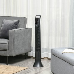 HOMCOM 36'' Vapaasti seisova tornituuletin, 3 Nopeus 3 Tila, 7.5h Ajastin, 70 Asteen heilunta, LED-paneeli, 5M Kauko-ohjain, mus