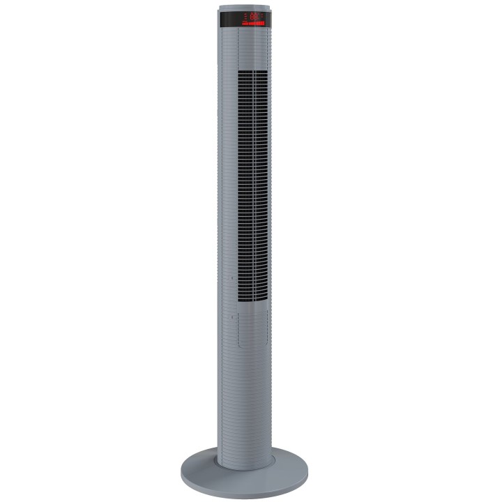HOMCOM Oscillating Tower Fan Remote Control 3 Speed Modes Cooling Machine, Grey