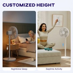 HOMCOM 40 cm Ventilateur sur pied, Ventilateur de sol rafraîchissant avec 80° Oscillation, Inclinaison et Hauteur réglables, 4 V