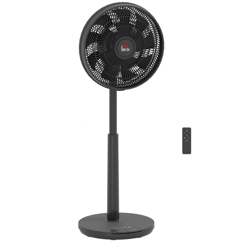 HOMCOM Gulvventilator med Oscillation, Vipning, Justerbar Højde, Sort