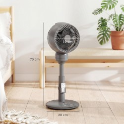 Ventilateur à circulation d'air HOMCOM sur pied avec 3 Vitesse 3 Mode et télécommande, 9 Pouces, Gris