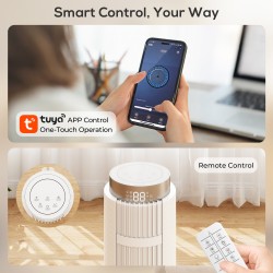 HOMCOM 96 cm Turmventilator mit WiFi-App-Steuerung, Standventilator mit 3 Geschwindigkeit 4 Modi, 12 Stunden-Timer und Nachtlich