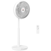 HOMCOM Gulvventilator med sving, vip, justerbar højde, hvid