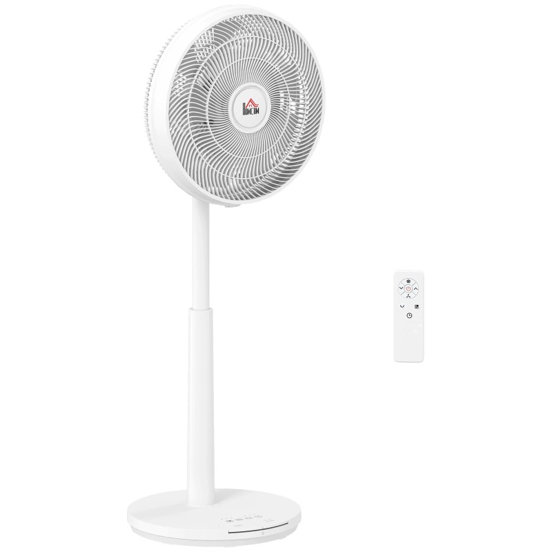 HOMCOM Golvfläkt med Oscillering, Lutning, Justerbar Höjd, Vit